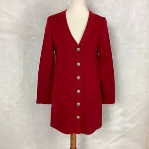 Saint James Red Wool Embossed Metal Buttons Long Sleeve Cardigan Sweater 10